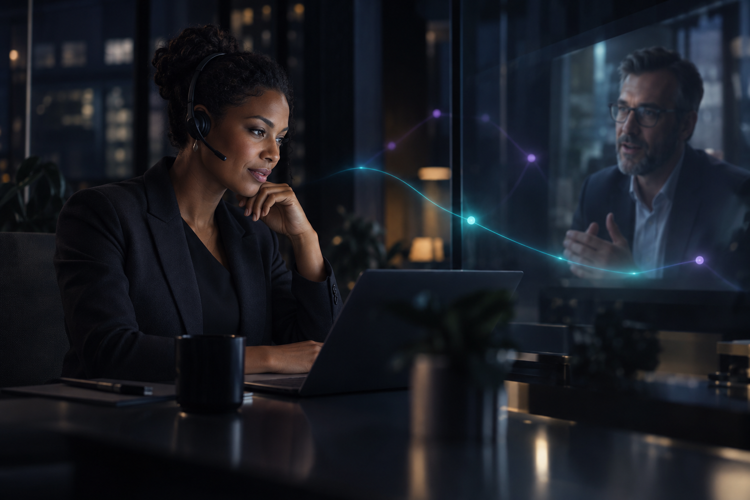 A sales leader and a customer reconnecting in a substantive conversation.